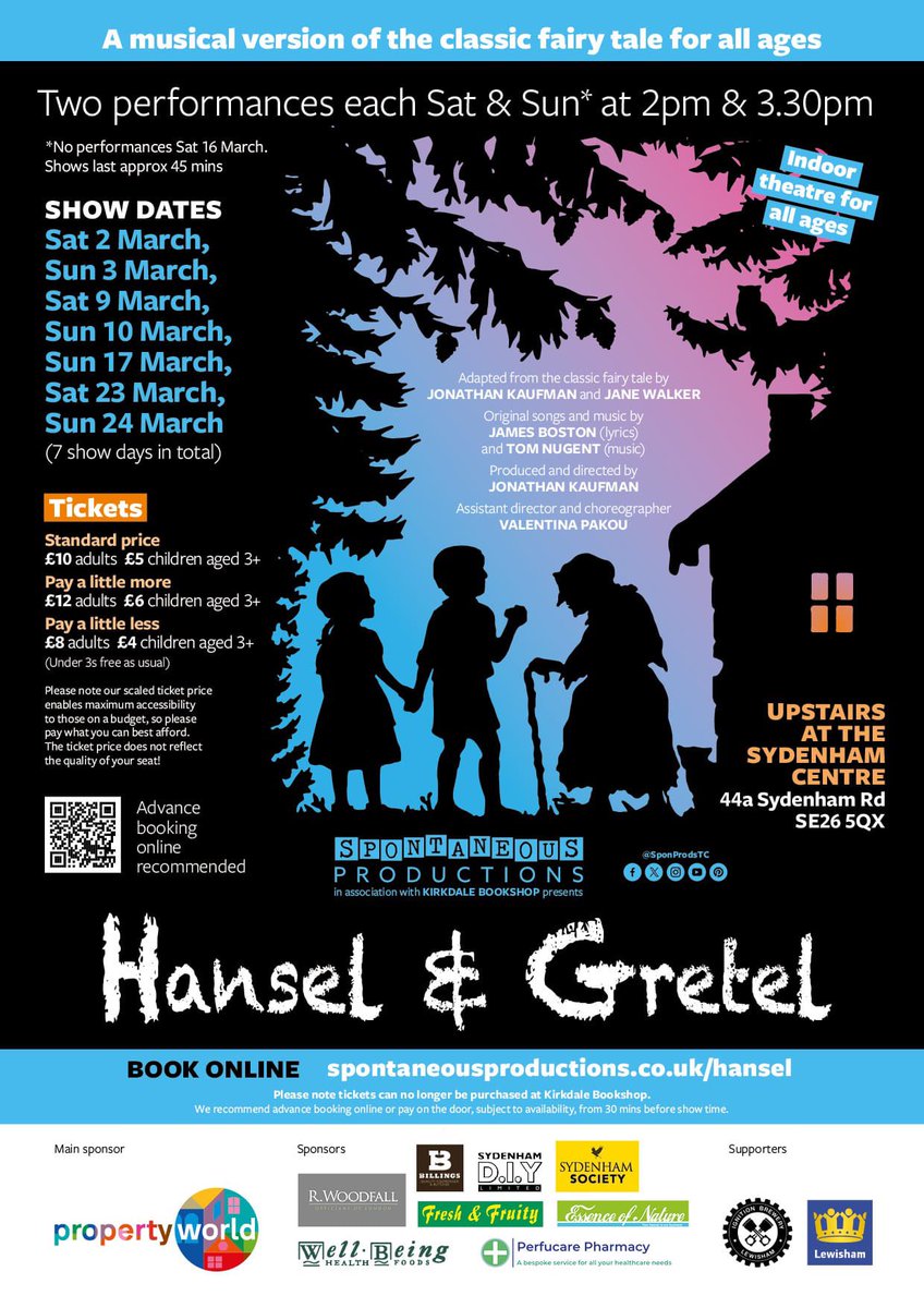 WillHastingsUK's tweet photo. Don’t forget this brilliant show for young audiences is on this weekend at #TheSydenhamCentre with @SponProdsTC ! You may even catch a familiar hippy father in some digital segments;P

#HanselAndGretel #KidsTheatre #Theatre #Sydenham #SpontaneousProductions #Actor https://t.co/kZK7ITXtsQ