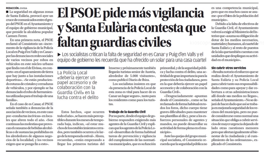 AlanIBZ's tweet photo. L'alcaldessa Carmen Ferrer es dedica a posar excuses per no millorar la vigilància des Puig d'en Valls i es Canar. Una llàstima que més enllà de la localitat de Santa Eulària la vigilància preocupi tan poc al Partit Popular.
També paguen imposts. https://t.co/v7YXd1OBL6 https://t.co/Co6VPCIUFY