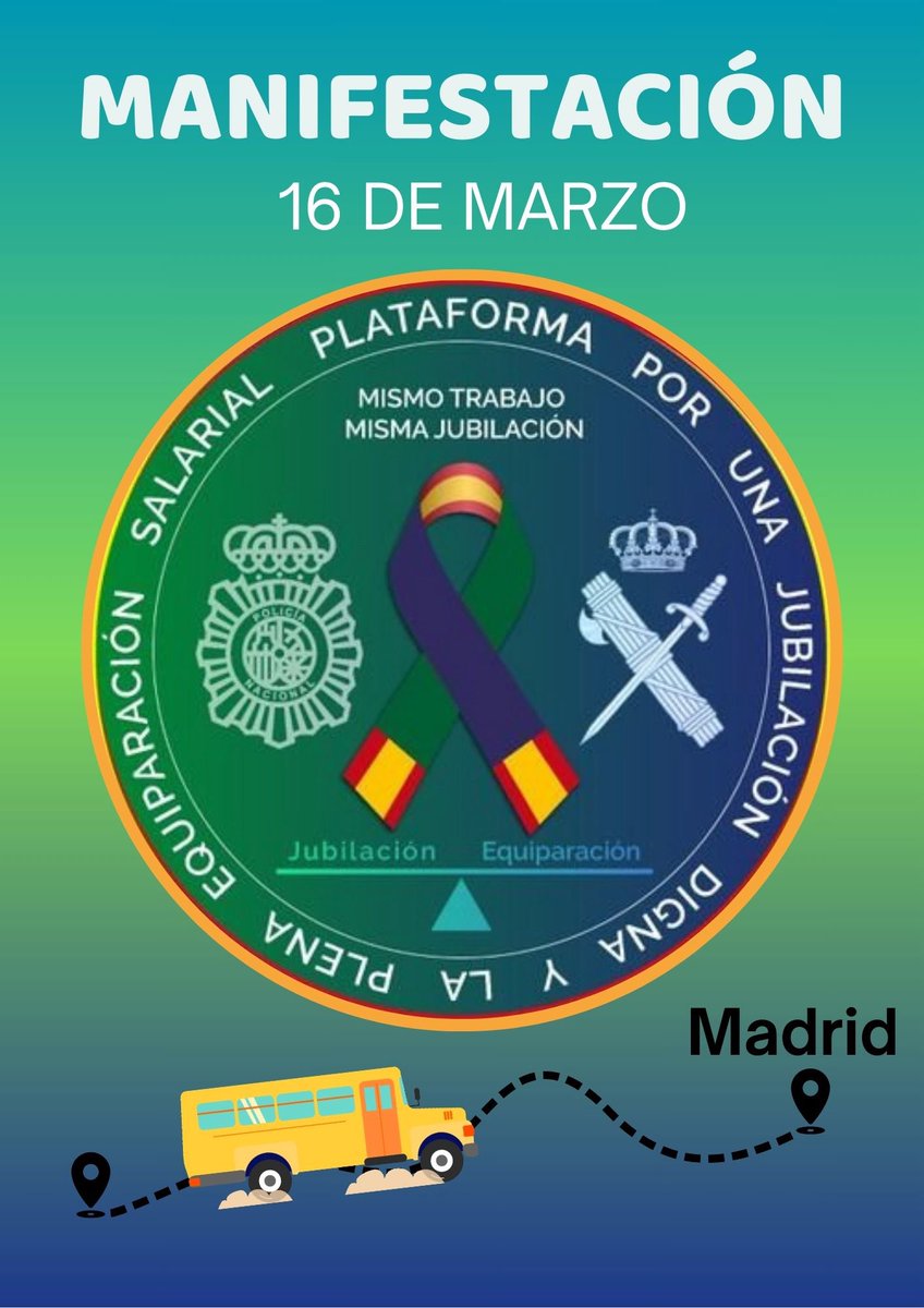 IGC NACIONAL (@_igc_) on Twitter photo Fata una semana para que miles de 🚔<a href="/guardiacivil/">Guardia Civil</a> y <a href="/policia/">Policía Nacional</a> acudan a la gran manifestación convocada por <a href="/PlataformaPNyGC/">Mismo Trabajo Misma Jubilación</a> para reivindicar la #EquiparacionYa, #JubilacionDignaYa y #ProfesionDeRiesgoYa , y poner fin al agravio que sufren.Acude!!
📍Madrid. Plaza de España 12:00h Fata una semana para que miles de 🚔<a href="/guardiacivil/">Guardia Civil</a> y <a href="/policia/">Policía Nacional</a> acudan a la gran manifestación convocada por <a href="/PlataformaPNyGC/">Mismo Trabajo Misma Jubilación</a> para reivindicar la #EquiparacionYa, #JubilacionDignaYa y #ProfesionDeRiesgoYa , y poner fin al agravio que sufren.Acude!!
📍Madrid. Plaza de España 12:00h