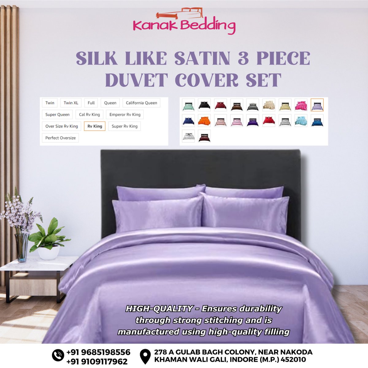 Experience the luxurious comfort of silk-like satin with our exquisite 3-piece duvet cover set from Kanak Bedding. Elevate your sleep sanctuary with elegance and sophistication. 

Shop now and indulge in the ultimate bedtime luxury!
.
.
.
.
#LuxuriousComfort #SilkSatin