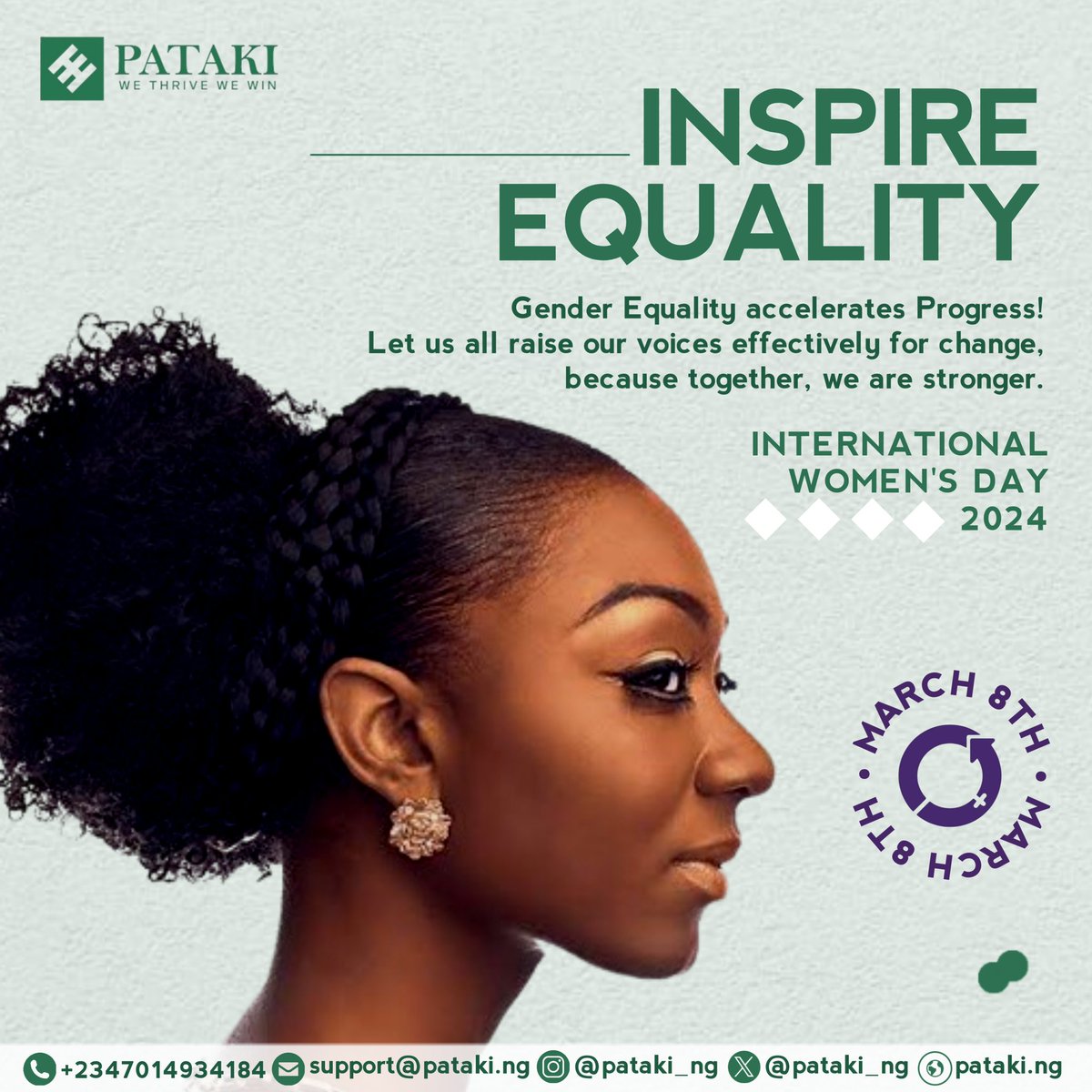 We join the world to celebrate every woman, you are awesome.
We urge everyone not just women who believes in equality to stand up for it with the people around you, waiting on the sidelines isn’t enough. You want to be on the right side of history.
#pataki #iwd2024 #investinwomen