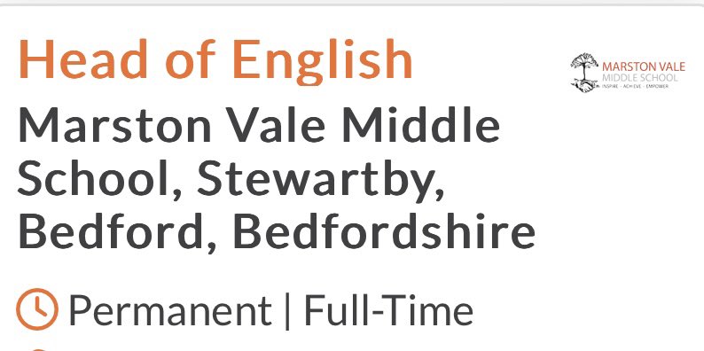 A great opportunity for a primary or secondary English teacher looking to progress in their career. Go to @mynewterm now. A TLR1 goes with the post (£9,272). Or contact @unleashing_me or @AJRAllModCons & we will arrange a chat with you, us and the school 👍