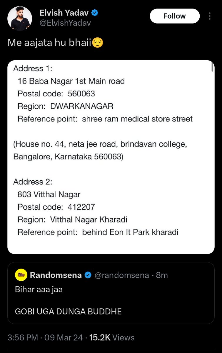joe773531's tweet photo. See how @ElvishYadav is openly leaking @randomsena details on Twitter. This is unacceptable, and strict action should be taken against him.

#BoycottElvishYadav #ElvisArmy #ArrestElvishYadav #JusticeForMaxtern #Maxtern https://t.co/rYBd03US4F
