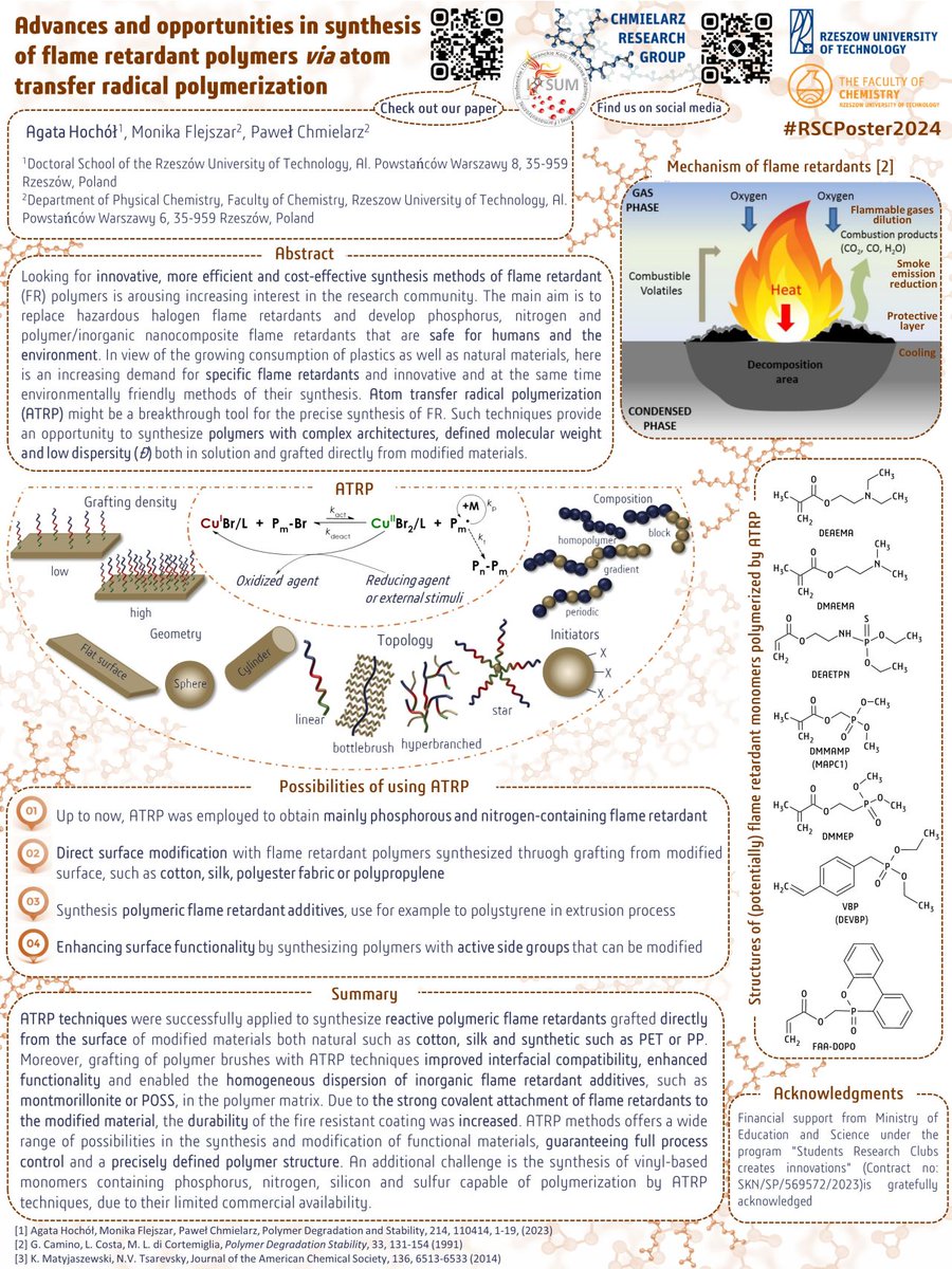 Chmielarz Research Group (@chmielarz_group) on Twitter photo 📣Check out <a href="/Agata_Hochol/">Agata Hochół</a> <a href="/Chmielarz_Group/">Chmielarz Research Group</a>👩🔬 poster submission 📜 for the #RSCPoster 2⃣0⃣2⃣4⃣conference <a href="/RoySocChem/">Royal Society of Chemistry</a> on <a href="/LinkedIn/">LinkedIn</a>❗️ The poster presents advances and opportunities 💡 in the synthesis of flame retardant 🔥🧯 polymers via #ATRP👇
linkedin.com/feed/update/ur… 📣Check out <a href="/Agata_Hochol/">Agata Hochół</a> <a href="/Chmielarz_Group/">Chmielarz Research Group</a>👩🔬 poster submission 📜 for the #RSCPoster 2⃣0⃣2⃣4⃣conference <a href="/RoySocChem/">Royal Society of Chemistry</a> on <a href="/LinkedIn/">LinkedIn</a>❗️ The poster presents advances and opportunities 💡 in the synthesis of flame retardant 🔥🧯 polymers via #ATRP👇
linkedin.com/feed/update/ur…