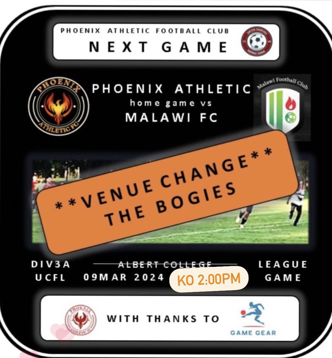 Game on from 2pm in Cabra due to #Albo being called off. ⁦<a href="/UCFL_/">United Churches Football League</a>⁩ #MalawiFC