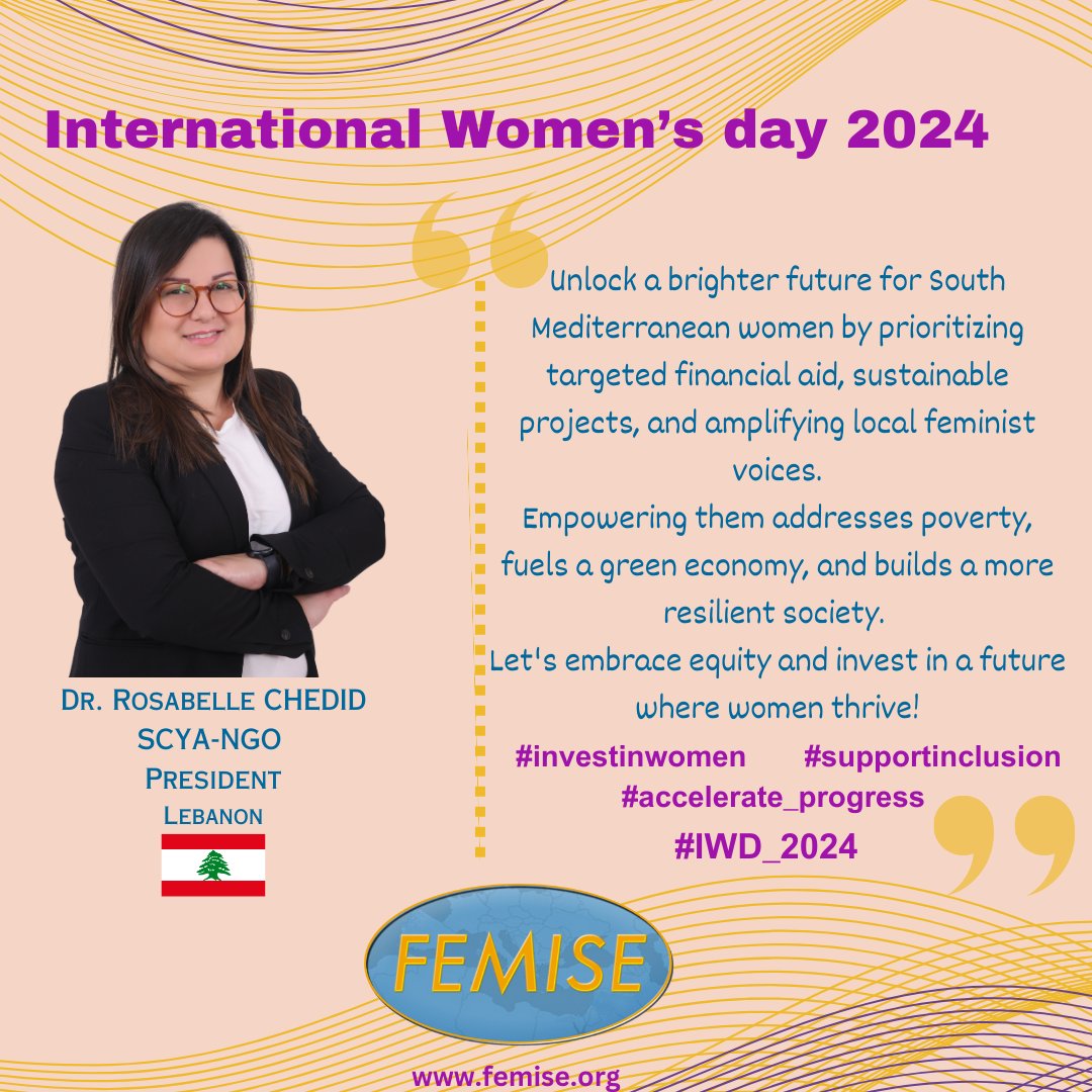 👉Check out what our Green-Tech expert DR Rosabelle Chedid, from Lebanon 🇱🇧, recommends for a brighter future for women in the South Mediterranean on the occasion of the #InternationalWomensDay2024 #investinwomen #SupportInclusion #AccelerateProgress #IWD2024 #lebanon