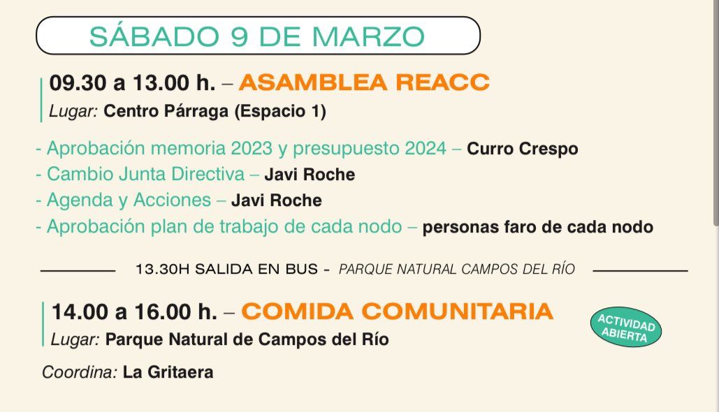 ReaccRed's tweet photo. #Enredadas #REACC
Mañana de #asamblea🌞y aprobación de plan de trabajo y presupuestos en @centro_parraga #Murcia
Seguimos al calor del reencuentro y alegría de estar juntas 💜 #culturacomunitaria
Luego, nos vamos de tarde de juegos con vecinas y vecinos 🌿🌻a Campos del Río https://t.co/BZJ2ShGNFy