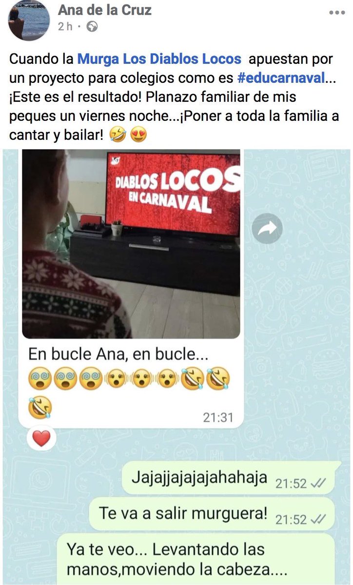 MDiablosLocos's tweet photo. 📚🎭 Si #EduCarnaval consigue plantar semillita carnavalera en por lo menos una casa, estamos más que satisfechos de la labor que estamos realizando con este proyecto.
Gracias Ana por compartirlo y un abrazo para esa “nueva” familia carnavalera. 🎉 https://t.co/GSgm99HutN