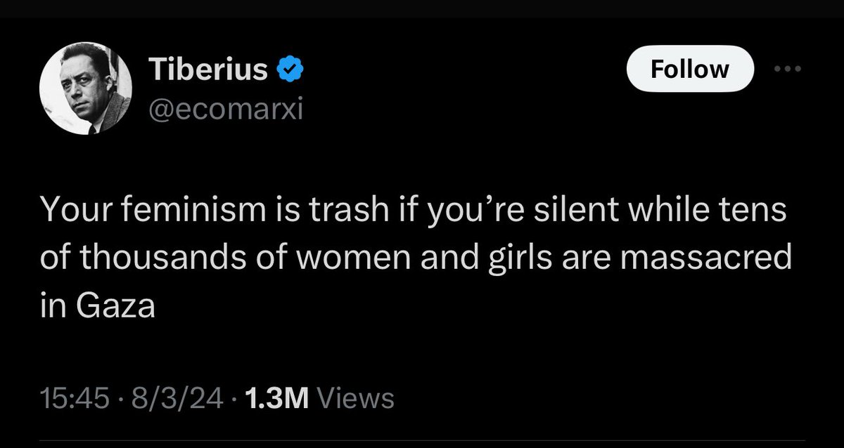 “Agar o’nminglab G’azoda o’layotgan ayollar va qizlar haqida jim turgan bo’lsang, sani feminizming musor.”

Bratga so’zma-so’z qo’shilaman!