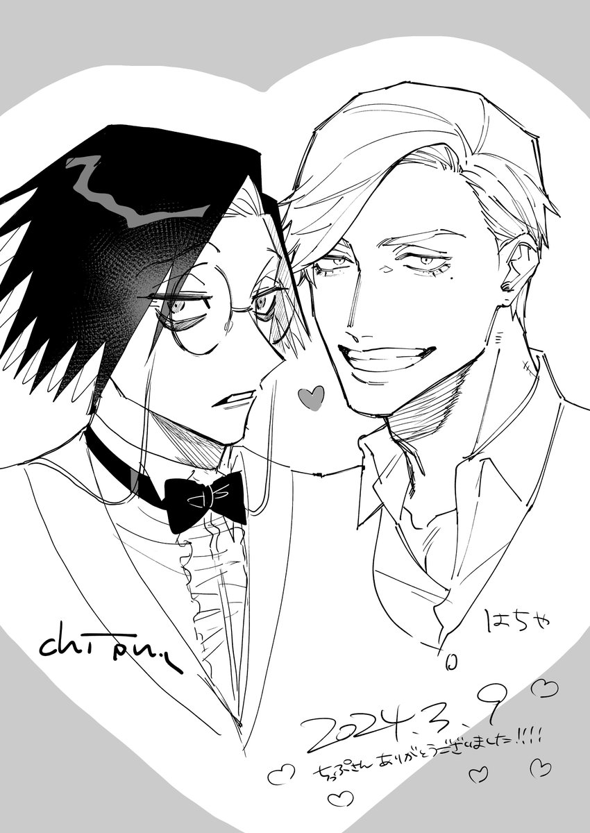 ちっぷさん(@chiiiiiiipu)とさめししツーショ描かせて頂きました🥹🧡描いてもらった先生のちゅんとしたお顔ほんとにベリキュだし大好きなオバキル衣装だし、何よりすごい速さで描きあがっていくのが見れて大興奮してしまった…私の我儘を聞いて下さってありがとうございました…!😭🫶最高… 