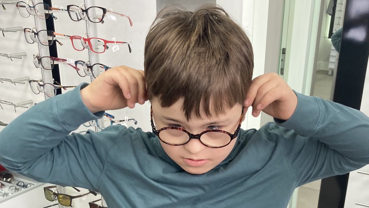 anamstafford's tweet photo. Today Santi got his bifocals. He is not very keen to wear them. I am not surprised. At least I have Maggie’s guidelines that I will read in depth as soon as I arrive home 🤷♀️ https://t.co/uXpaYT2I6l
#DownSyndrome #bifocals https://t.co/AxVRgxlGlu