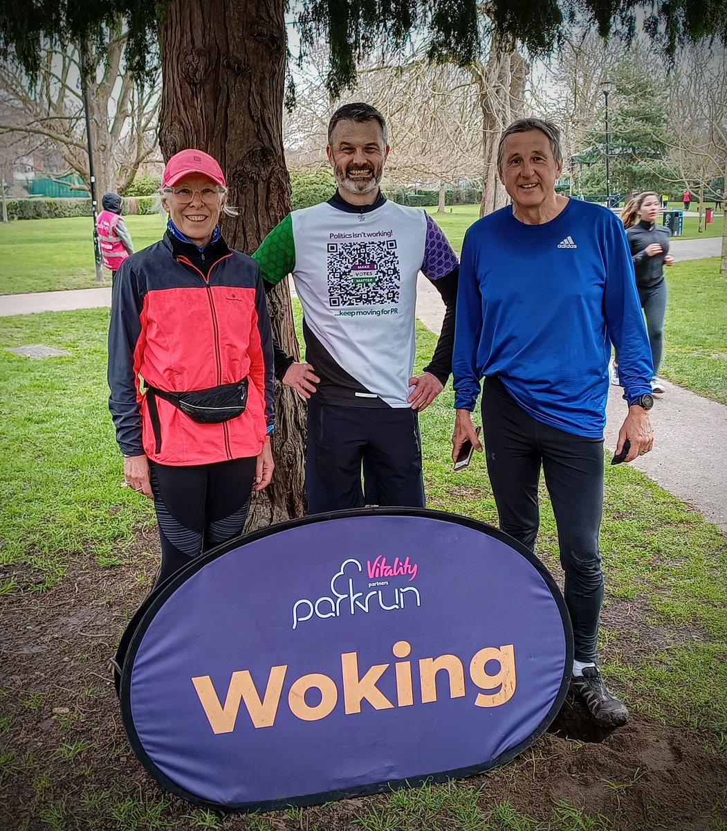 MVMWoking's tweet photo. ...then there were three!

Lovely bumping into @RogerSWilson &amp; Gill this morning for another muddy @parkrunUK   
😊😊😊😊😊😊😊😊😊😊😊😊

🏃‍♂️🏃‍♂️🏃‍♂️#KeepMovingForPR🏃‍♂️🏃‍♂️🏃‍♂️

@MakeVotesMatter
@MVMWoking
#WipeOutFPTP #PRDelivers https://t.co/GfCXeKEEsC