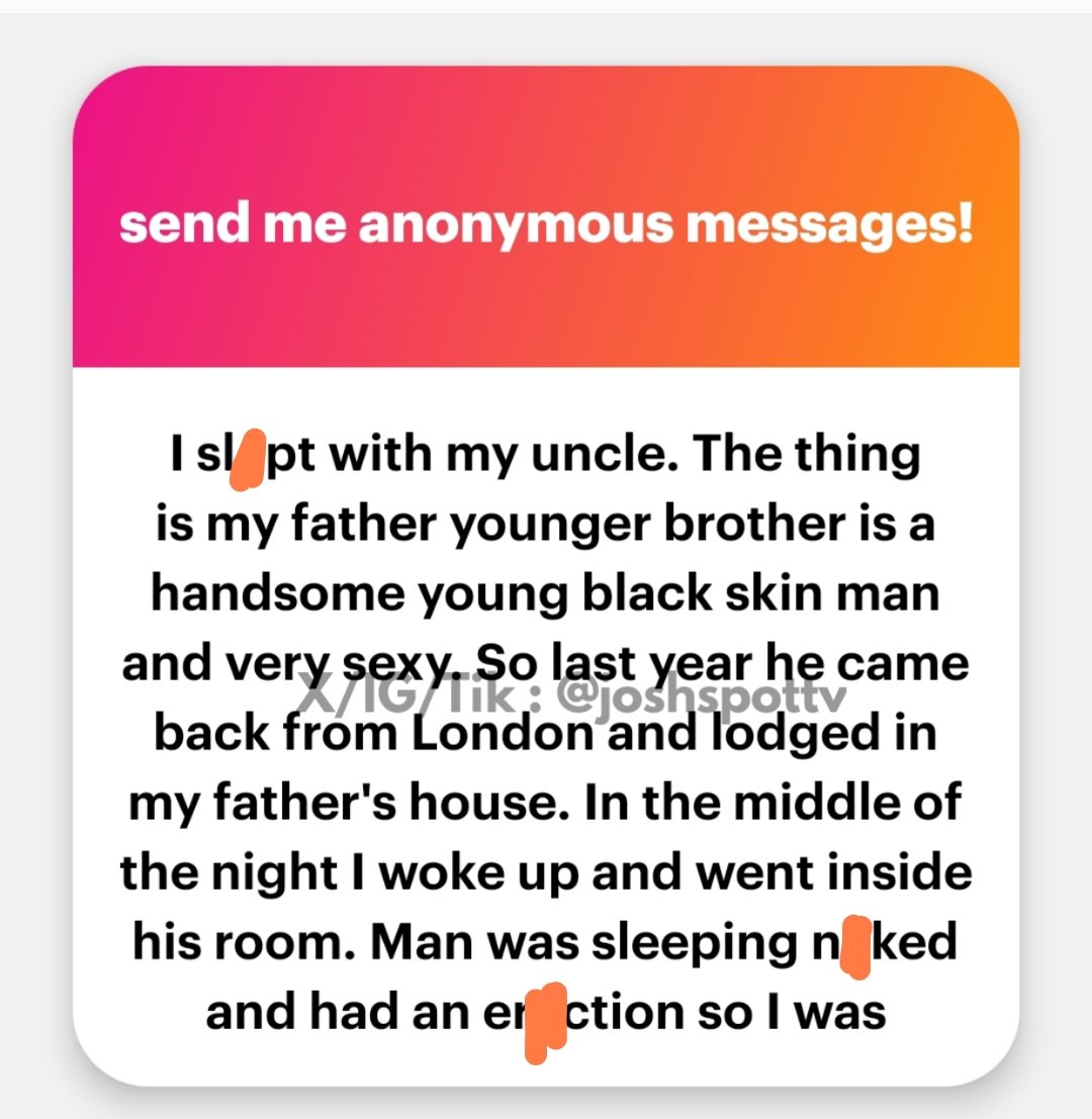 joshspot_tv's tweet photo. "Had a one night s**x with uncle, and now I'm craving him, I want more of him 🥺🥺❤️ and....."

A thread 🍿👇 https://t.co/3iRCcsJDFR