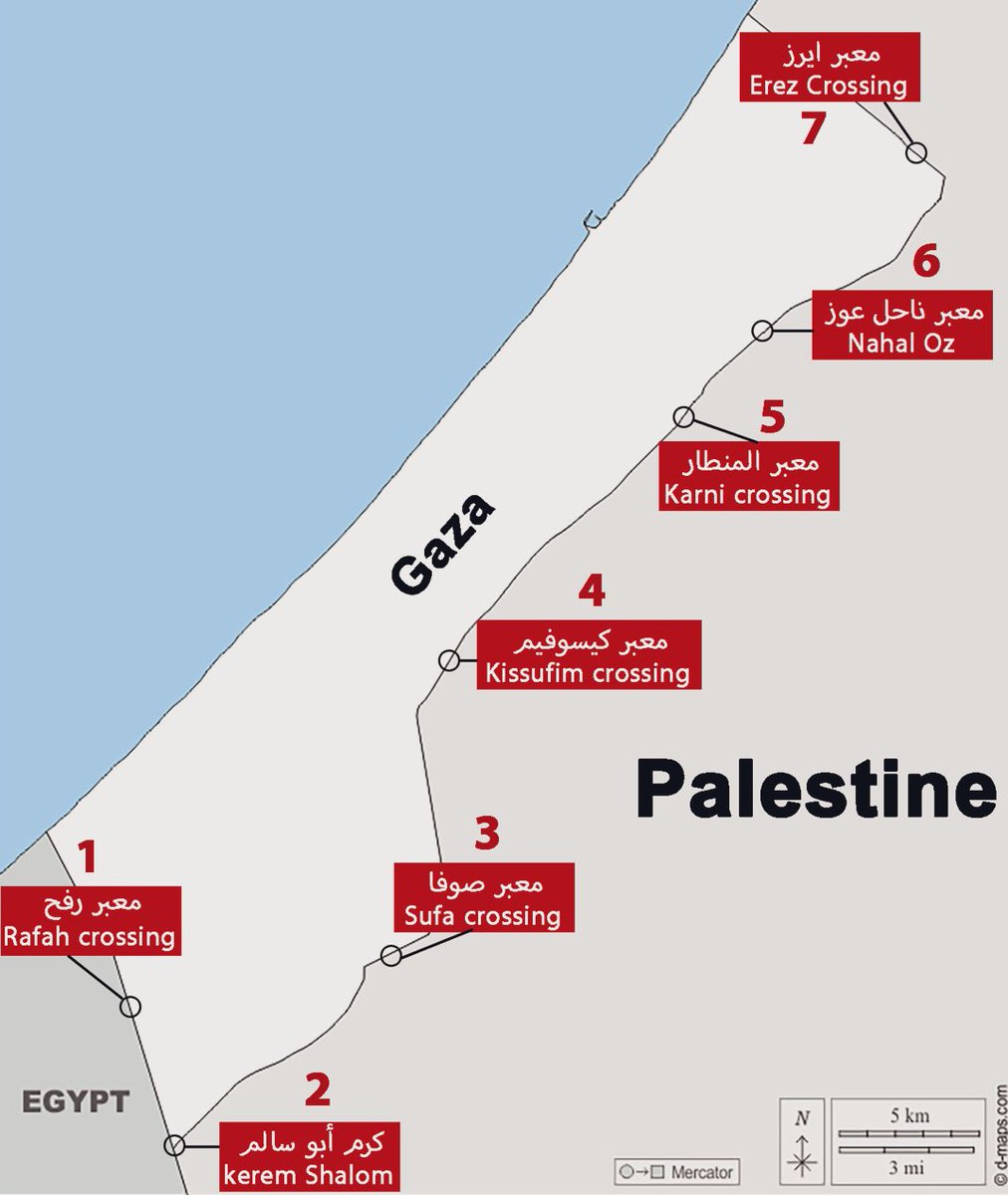 swilkinsonbc's tweet photo. These are all the crossings that aid trucks could enter, yet Biden wants to build a port while paying the israelis to bomb Gaza’s thriving harbour https://t.co/CEOQyyAnOH