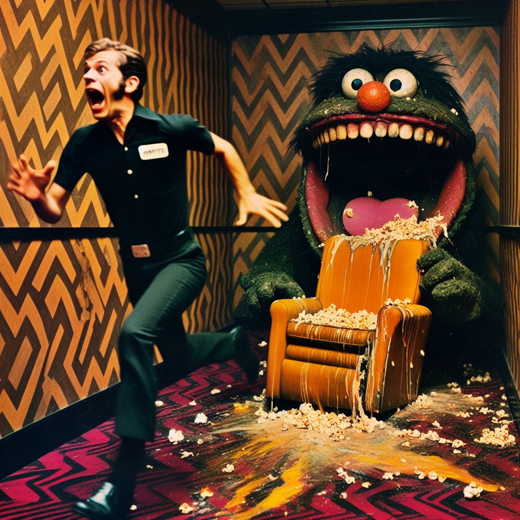 RealButterShow's tweet photo. Breaking in new staff members at the family-owned and operated Theater Brothers Theater (on the garbage-strewn outskirts of a minor American city), March 29, 1977. #MovieTheaterLife #RealButter #nostalgia #goodtimes #Buttercast #workoutmotivation https://t.co/Wf6lO8XX0E