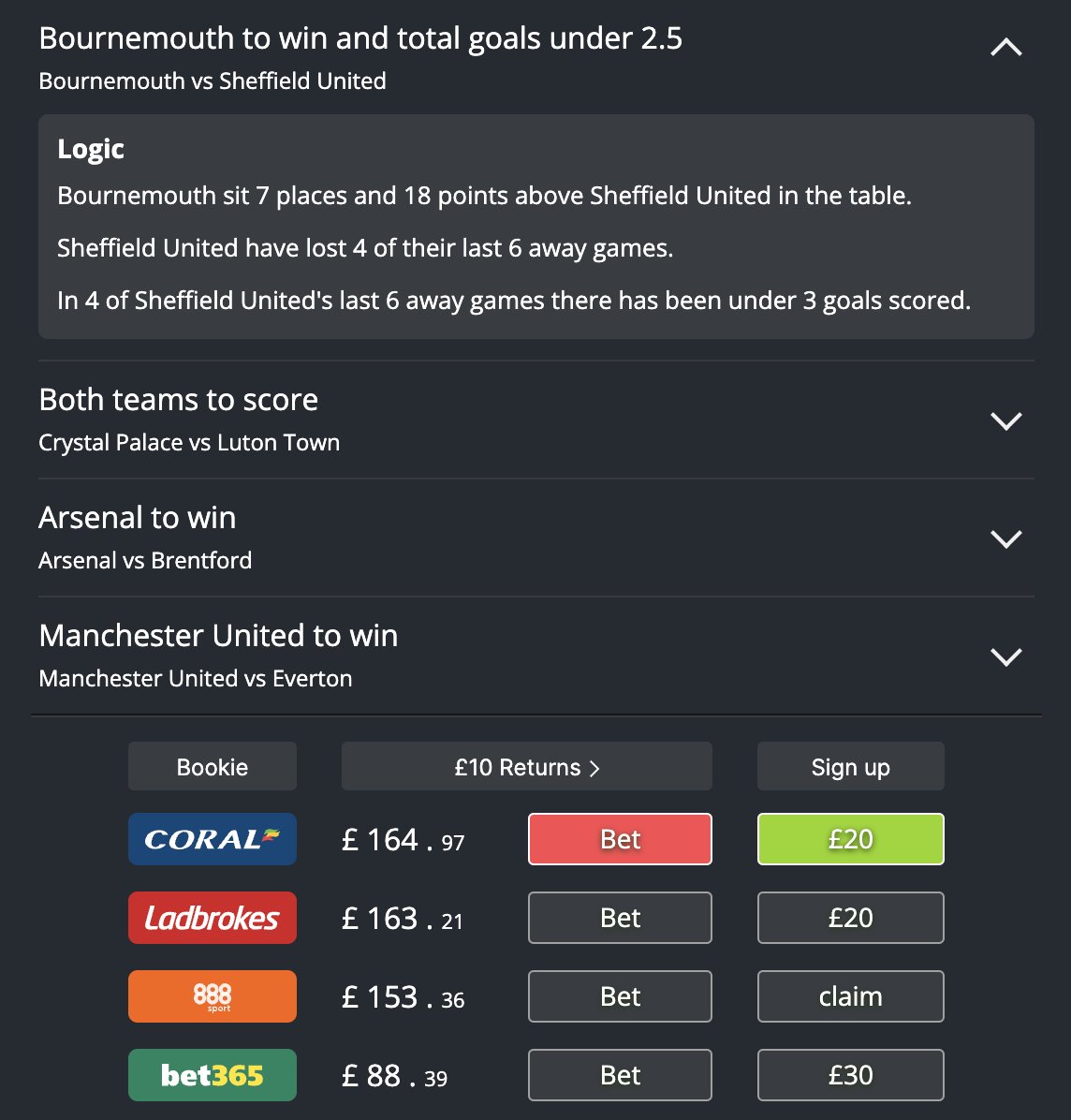 betnavtips's tweet photo. Check out some great smart ACCA's on the link. Logic on every selection plus odds comparison. What more?  https://t.co/ucJSh6ijyj https://t.co/RVcxCuPBTG