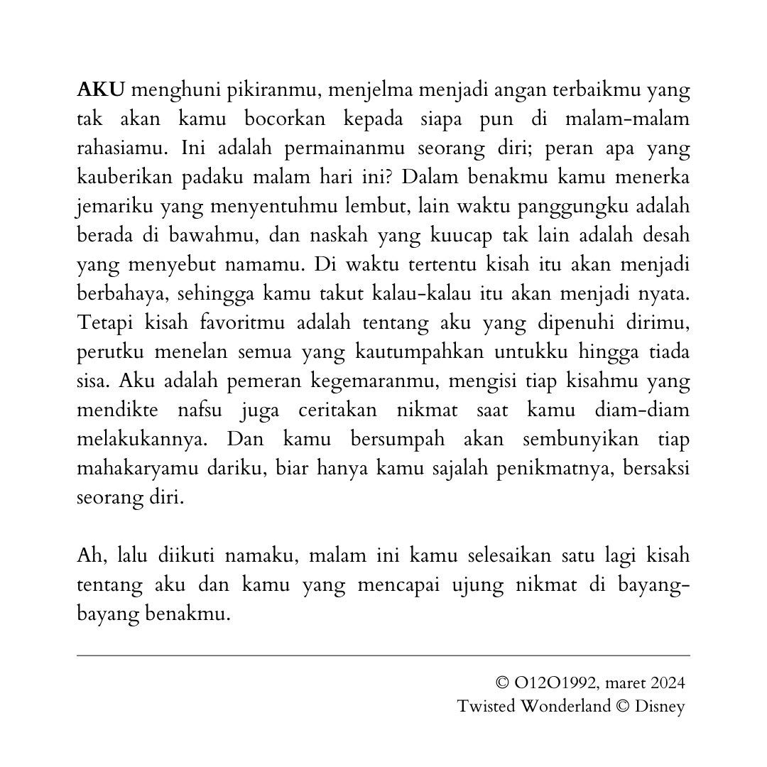 O12O1992's tweet photo. [treydia, ♣️🐈]

pertunjukan tirai tertutup, sebab sang penulis tak undang seorang pun penonton

(tulisan ini memuat unsur seksual noneksplisit)

—
#YumeNackalGallery https://t.co/QpRThOdva2