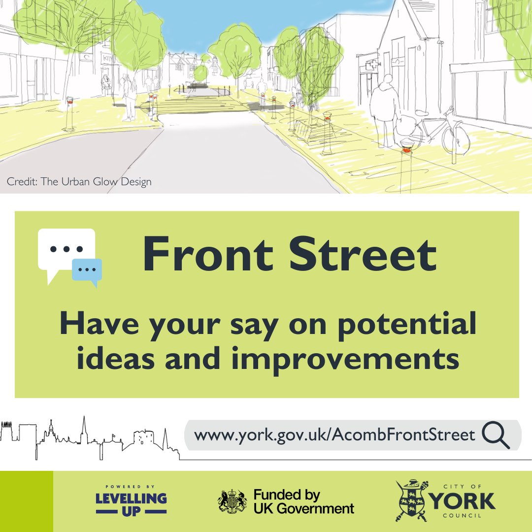 CityofYork's tweet photo. We are considering a range of improvements to Front Street in Acomb and are keen to hear your priorities. 

💬Take the online survey at: https://t.co/v7dG9N5yPY 

👉​Find out more about the scheme and other ways to get involved: https://t.co/fuT5LHHhuU https://t.co/SSDTA2RkNA