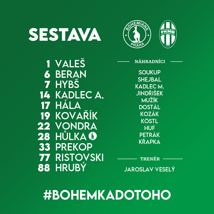 bohemians1905's tweet photo. Dnes udělal trenér Veselý v základní sestavě dvě změny 🔁 Od začátku nastoupí Ristovski a Vondra 🦘

Mezi zraněnými zůstávají Jánoš s Matouškem a karetní trest si odpykává Puškáč 👇

#BOHEMKADOTOHO #BOHMBL https://t.co/6dvGljoeEU