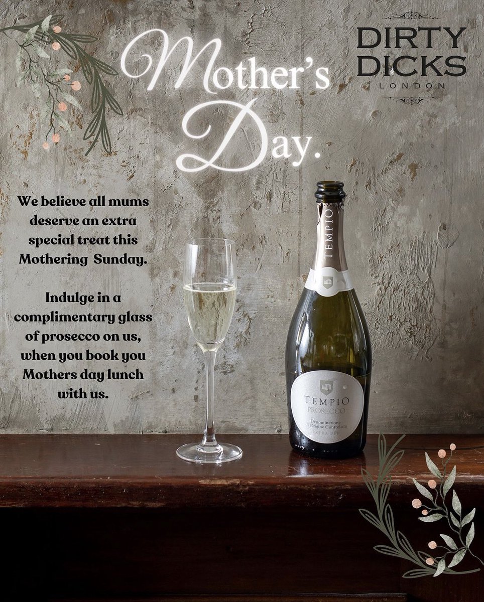 We want to give all mums an extra special treat this Mother’s Day 🌸
All you have to do to receive your bubbles is book with us for Mothering Sunday, and we will take care of the rest… 
#Youngspub #youngs #liverpoolstreet #bishopsgate #mothersday #londonpub #cheerstobeers