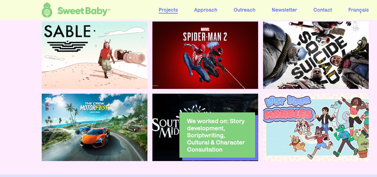 SweetBabyTrack's tweet photo. Sweet Baby Inc's involvement with Compulsion Games (We Happy Few) for their new title 'South Of Midnight' reads as follows:  

Story Development, Scriptwriting, Cultural &amp; Character Consultation.  

The game is a first party Xbox title and has no announced release date. https://t.co/uv8zkVDSnU
