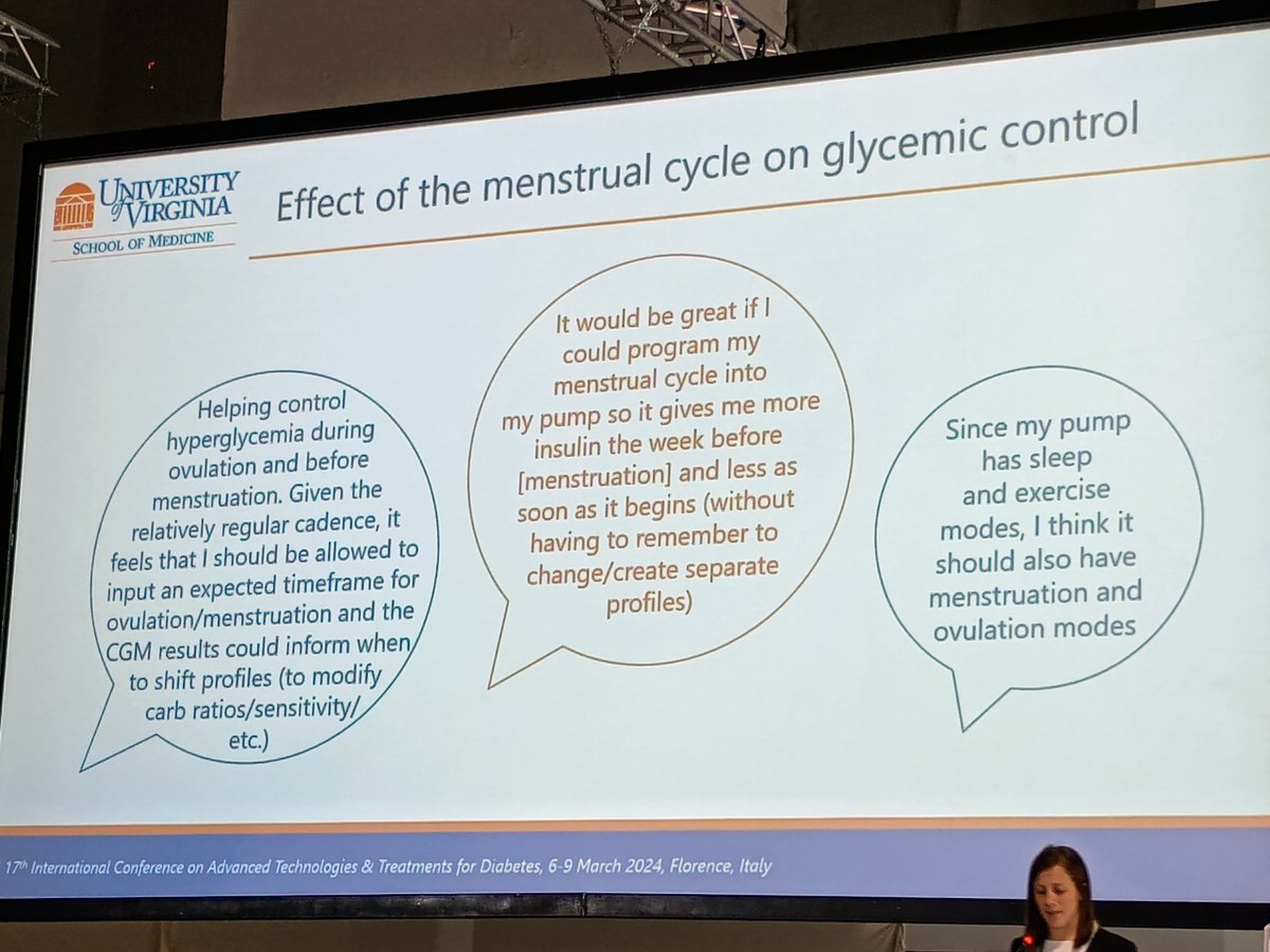 Tech companies PLEASE can you listen to this feedback! We've got exercise mode, why can't we tell the pump about our menstrual cycles??? (Currently in the sessions on 'gender differences in diabetes and glucose control'. ) #ATTD2024 #dedoc