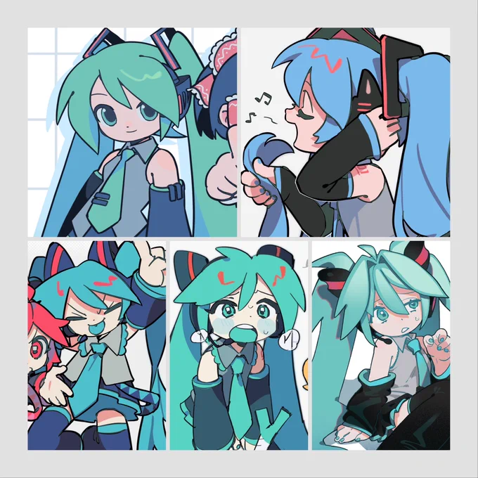 初音ミクの概念が好きなせいで、オリジナルがベースなのに描く度なんかちょっと変わる 