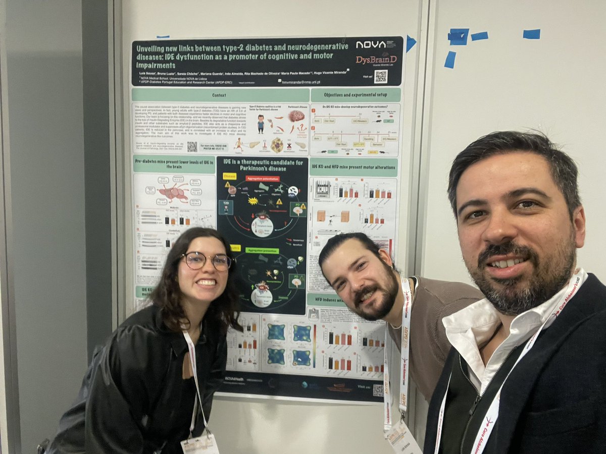 HVMiranda_Lab's tweet image. Dear #ADPD2024 friends! Want to know more about the causative relationship between Diabetes and Parkinson’s disease?? Don’t forget to visit our Poster 510 or just try to find our team! We are hiring and having a lot of fun at @nova_medschool