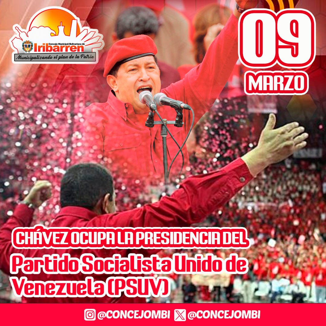 concejombi's tweet photo. #09mar Concejo Municipal Bolivariano de Iribarren la Junta Directiva y Cuerpo Edilicio

Saludan a la militancia del Partido Socialista Unido de Venezuela al recordar el día en  que el Comandante Hugo Chávez ocupara la presidencia de dicho partido.

#somospueblolegislador💛💙❤️ https://t.co/ts2c1QeAiO