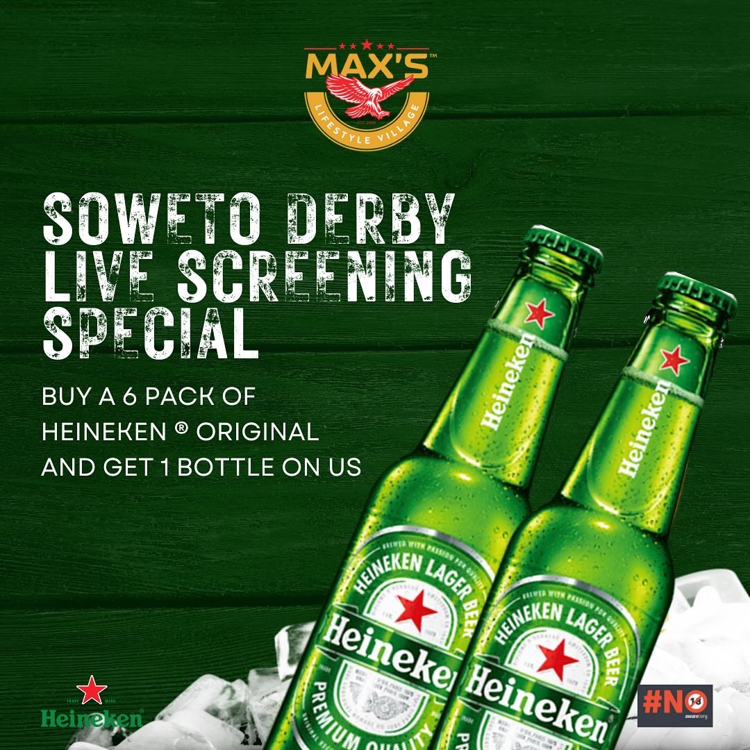 maxslifestyle1's tweet photo. The Soweto Derby is here and get all the soccer action at #MaxsLifestyleVillage! ⚽️

Join us for a soccer filled live screening of the biggest game to date where Orlando Pirates are up against Kaiser Chiefs today at 3:30pm 🤩

Our 2 Live Screening Specials will be available 🦅✨ https://t.co/2v2PfYLgZA