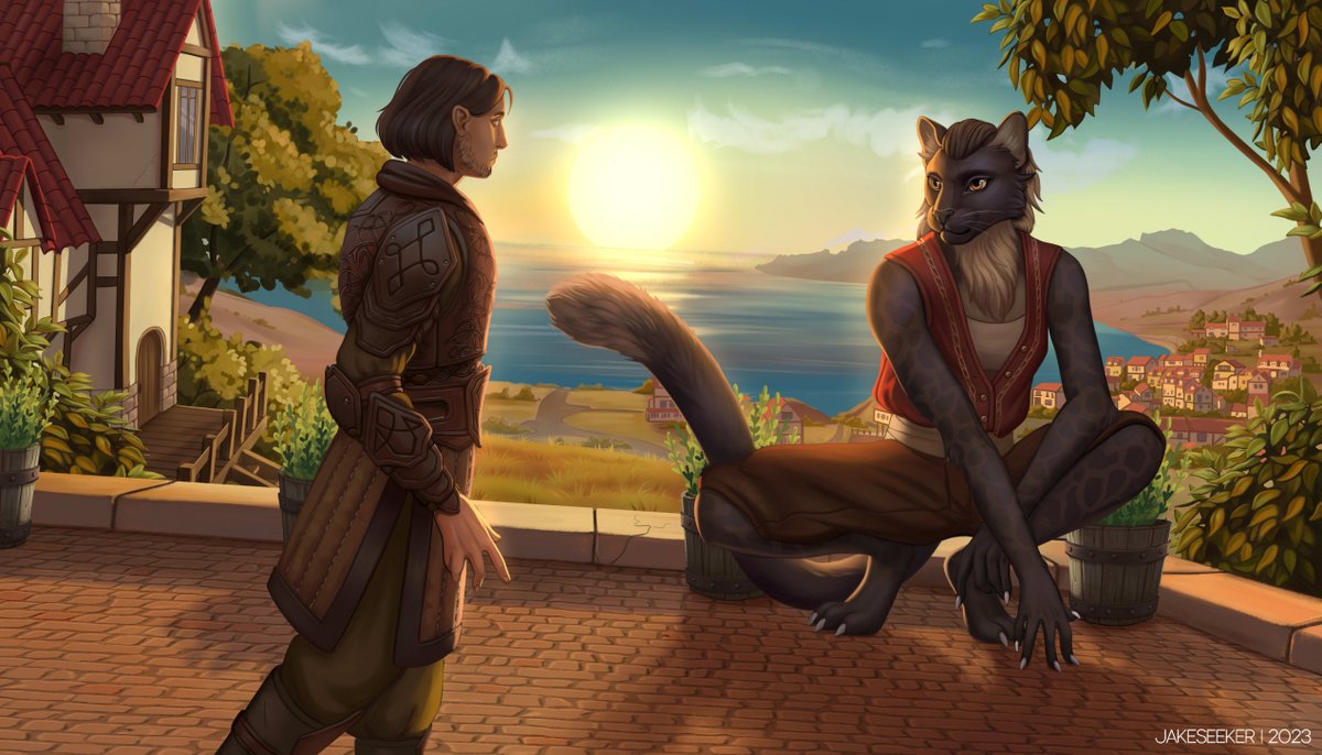 "Meet me today at sunset by the harbor today!"

#furry commission for ~Differentcial on FurAffinity🐾