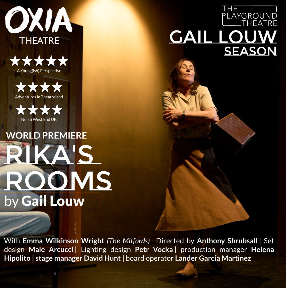 Holy mother of god RIKA’S ROOMS @playgroundw10 is off-the-scale good. Can’t find the right superlative. I saw the show on Wednesday and have never sat so still in my seat. Utterly held. @emmamaywright is breathtaking. Seriously unmissable theatre. Tonight at 7.30, tomorrow at 4pm