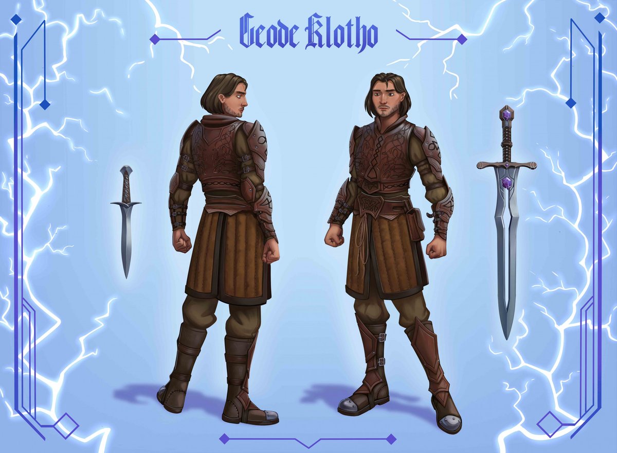 Geode Klothos, the human Warrior 

 #Reference sheet for ~Differentcial on FurAffinity🐾