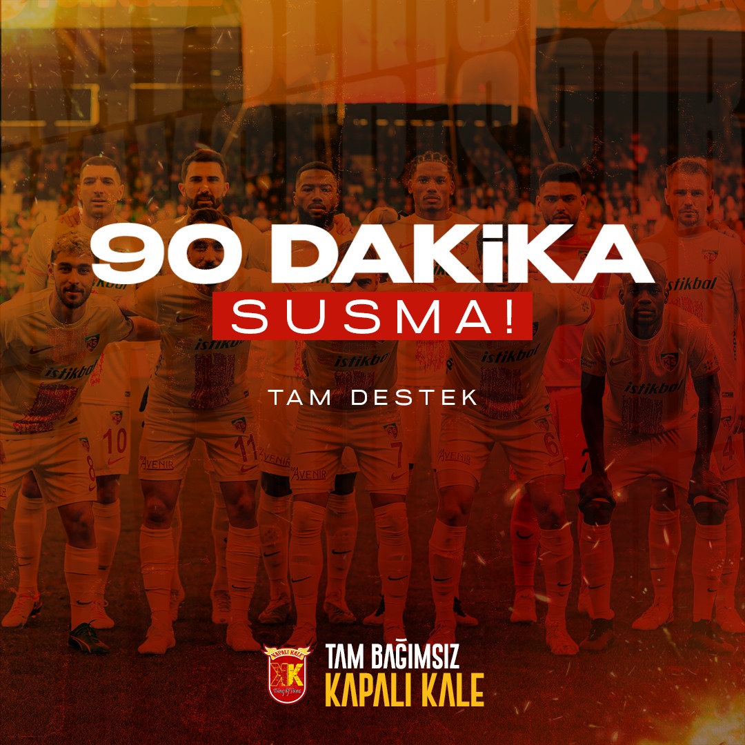 📢 Hedef 3 puan, parola plaka 38! Tüm stad, 90 dakika susmadan; tek ses tek nefes tam destek! #KapalıKale | #Kayserispor