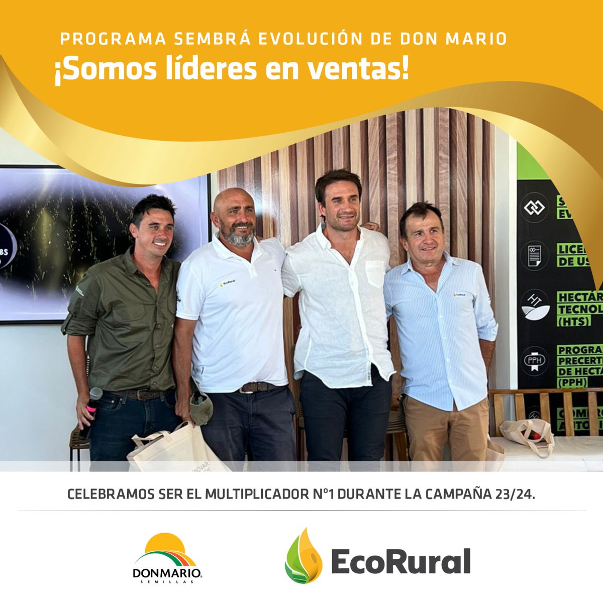 Nos llena de orgullo haber sido distinguidos por <a href="/DONMARIOoficial/">DONMARIO Semillas</a> durante la premiación #LíderesDeLaInnovación en #Expoagro24, como el multiplicador que mayor volumen de ventas tuvo de variedades bajo #SembráEvolución en la campaña 23/24. 🌱🌾 🏆✨️