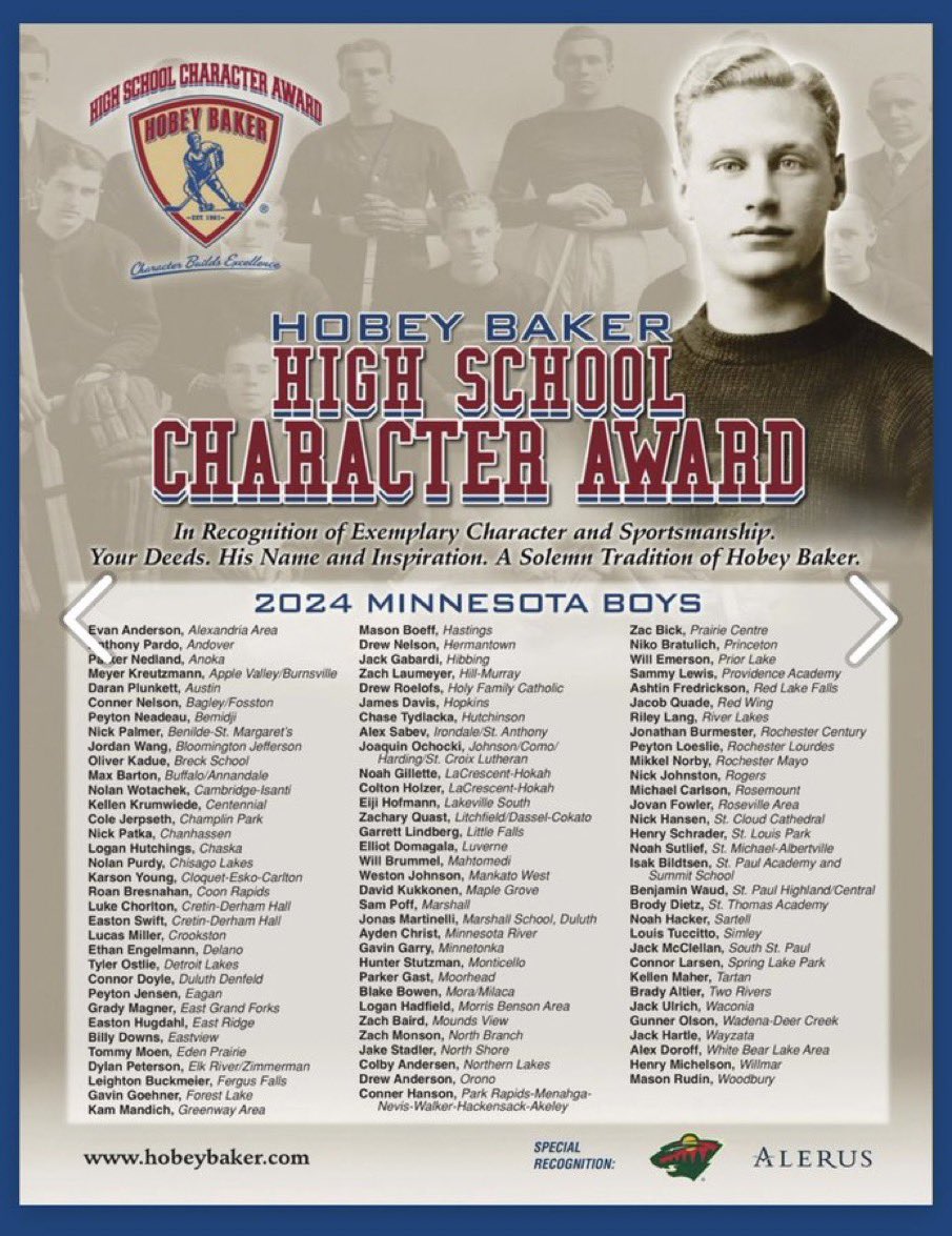 Congratulations to <a href="/ParkerGast2/">Parker Gast</a> for being our 2024 Hobey Baker Character Award Winner. A great example for future Spuds on and off the ice #OnwardMoorhead