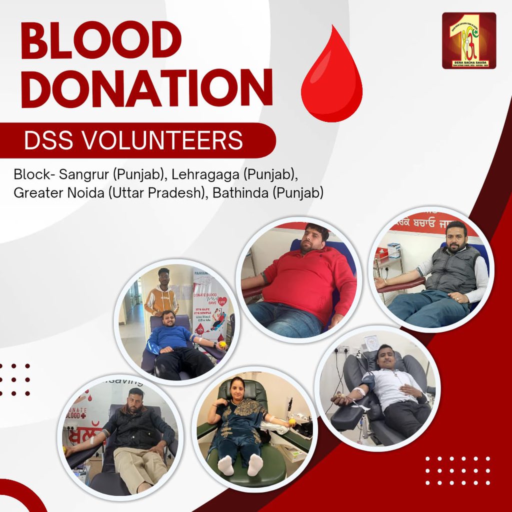 DSSNewsUpdates's tweet photo. Dera Sacha Sauda volunteers are turning compassion into lifesaving action by donating blood🩸for patients in need. Their generosity is a beacon of hope, illuminating the path for others to follow. #BloodDonation #SaveLives #DeraSachaSauda https://t.co/4f6vSNptMs