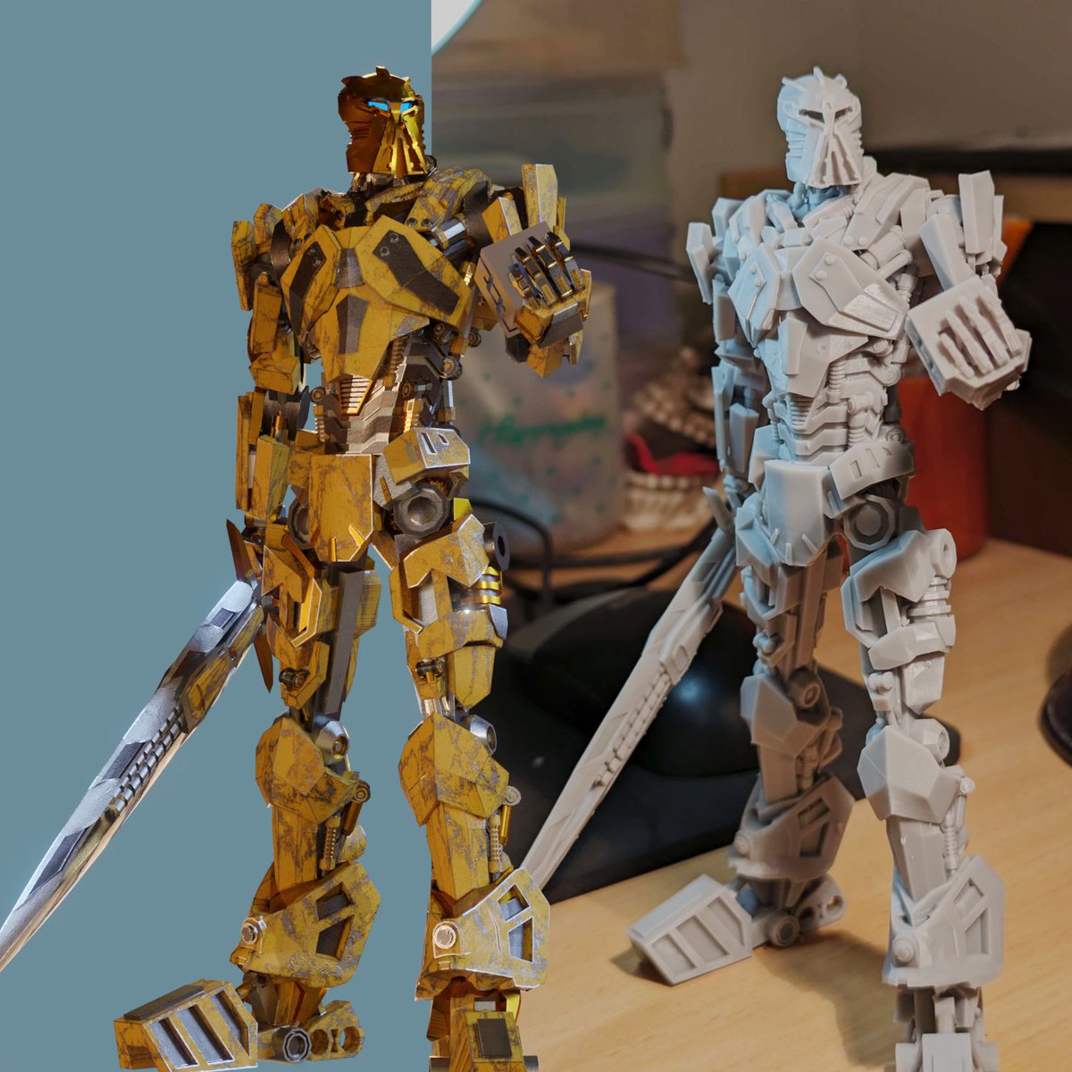 Manyui11's tweet photo. Mata-nui (free STL file) 
I gave him the nuva cube by accident, I thought the power source was a nuva cube
#bionicle #3dprint https://t.co/xYAKpKQiGW