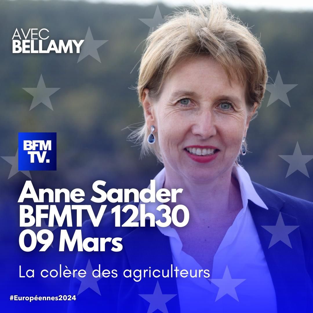 Je vous retrouve à 12h30 sur @BFMTV pour parler des agriculteurs et de leur colère #AvecBellamy @Tous_Bellamy