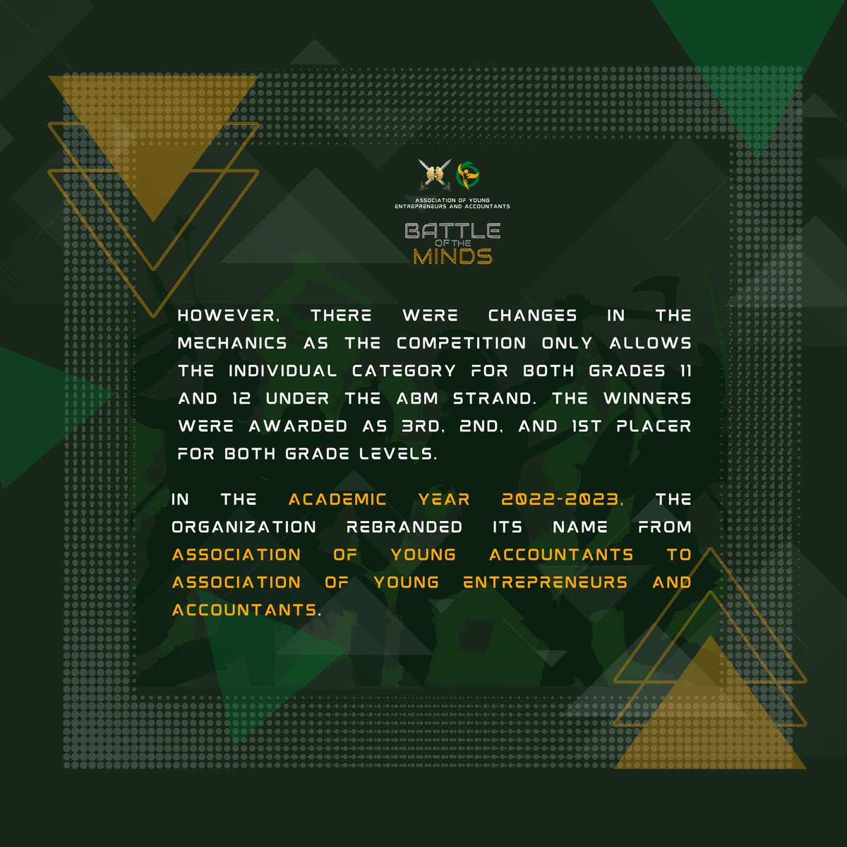 ayeafeuhs's tweet photo. Explore the fascinating journey of intellect, strategy, and triumph through the ages. From humble beginnings to thrilling showdowns, discover the stories behind the competition that has ignited minds for generations. 🧠💡

#HistoryofBOTM
#BattleOfTheMinds2024
#AYEANStheBest https://t.co/XFEO4wbt9R