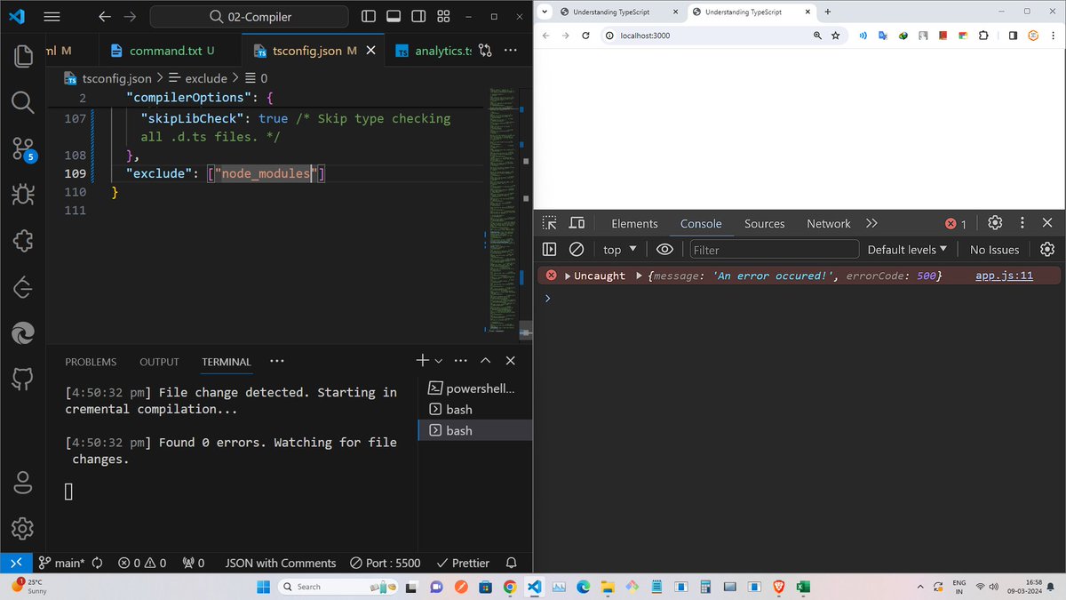 dhruv_codes's tweet photo. Starting my day off with TypeScript today, learning about the complier and it's cool features.

What are you learning?

#LearnInPublic #buildinpublic #100DaysOfCode https://t.co/pSt9Kdcyts