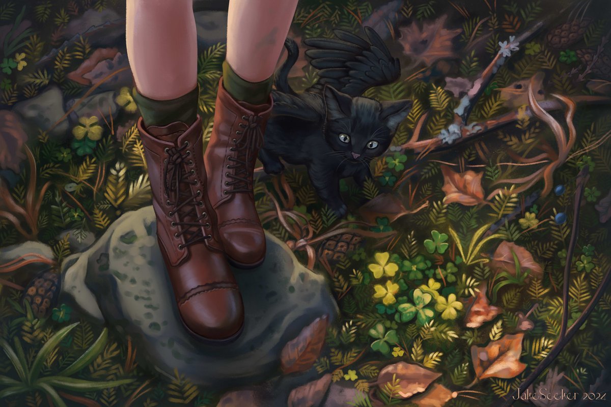 I long for dark green forest floor and a little adventure with the little tressym friend

🌿Personal work🌿