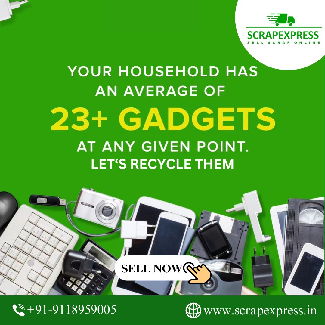 🏡 On average, there are at least 23 gadgets lying in your home! Don't toss them out! 🚫 Give them a new life through recycling with ScrapExpress! ♻️ 

Call : 9118959005
Visit : scrapexpresss.in

#scrapexpress #EcoFriendlyLiving #ReduceWaste #RecycleElectronics