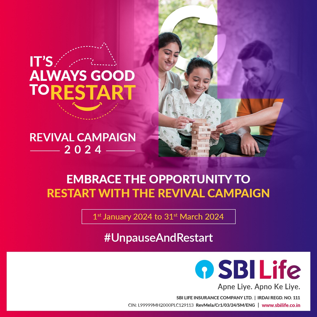 SBILife's tweet image. Ensure a brighter tomorrow for your family with our Revival Campaign! Renew your lapsed life insurance policy now &amp;amp; safeguard your loved ones' financial future. 

Click on the link- lnkd.in/dFtvH4nE

#SBILife #RevivalCampaign #ApneLiyeApnoKeLiye