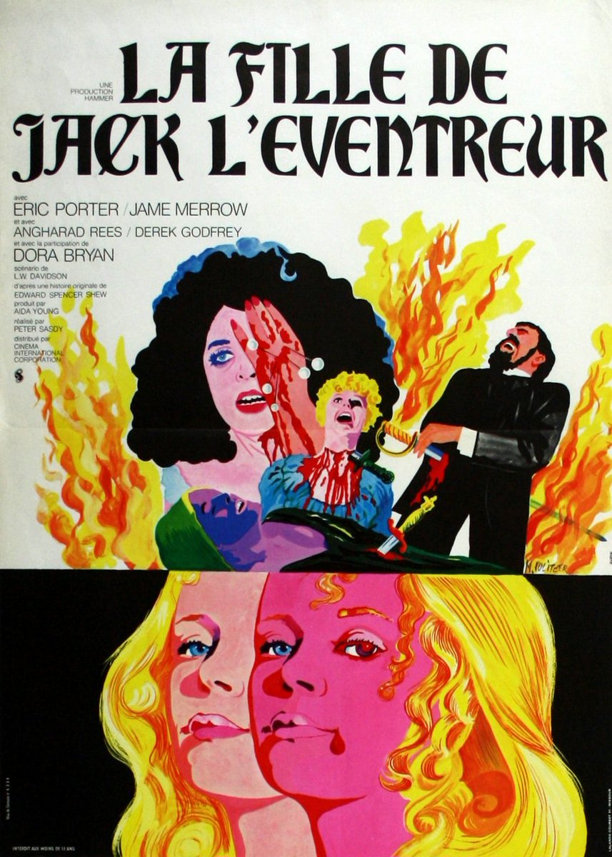 TheFilmFair's tweet photo. French film poster for #HammerFilms' #HandsOfTheRipper (1970 - Dir. #PeterSasdy) #EricPorter #AngharadRees #JaneMerrow #DoraBryan #LyndaBaron https://t.co/f0Wd0l8c84