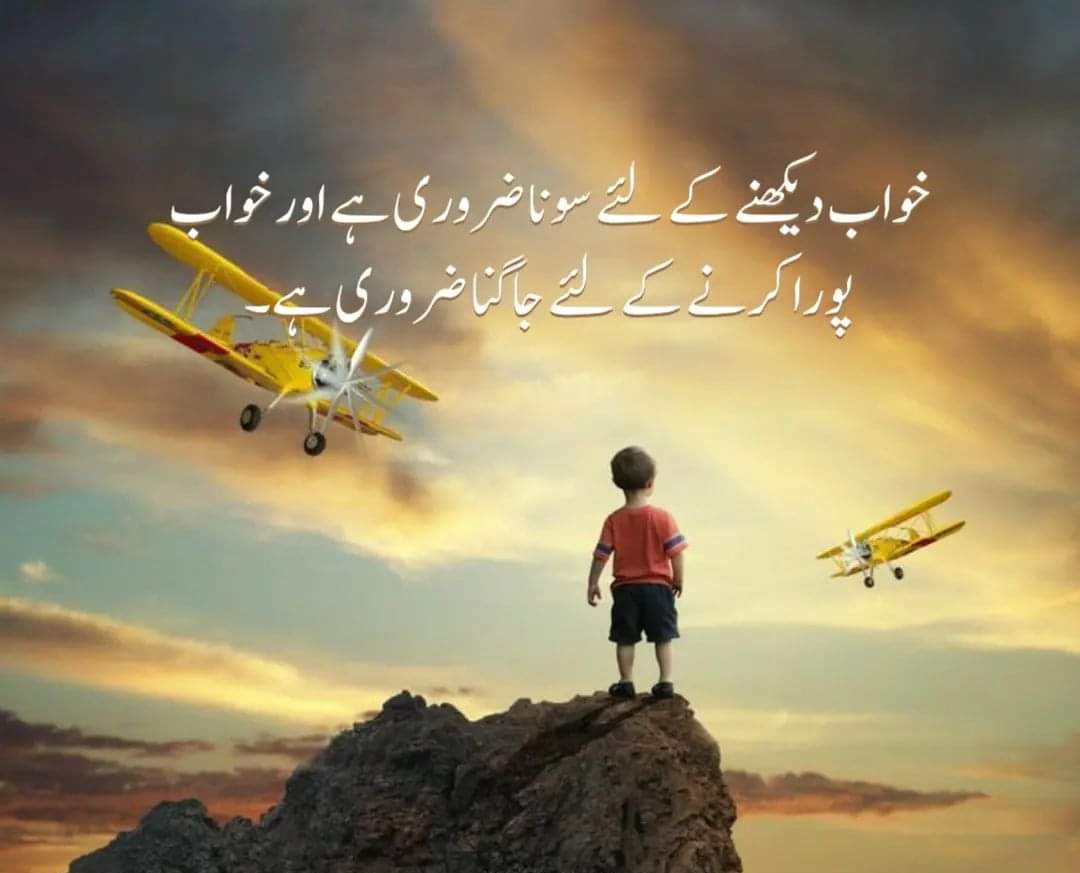 خواب دیکھنے کے لئے سونا ضروری ہے اور خواب پورا کرنے کے لئے جاگنا ضروری ہے۔