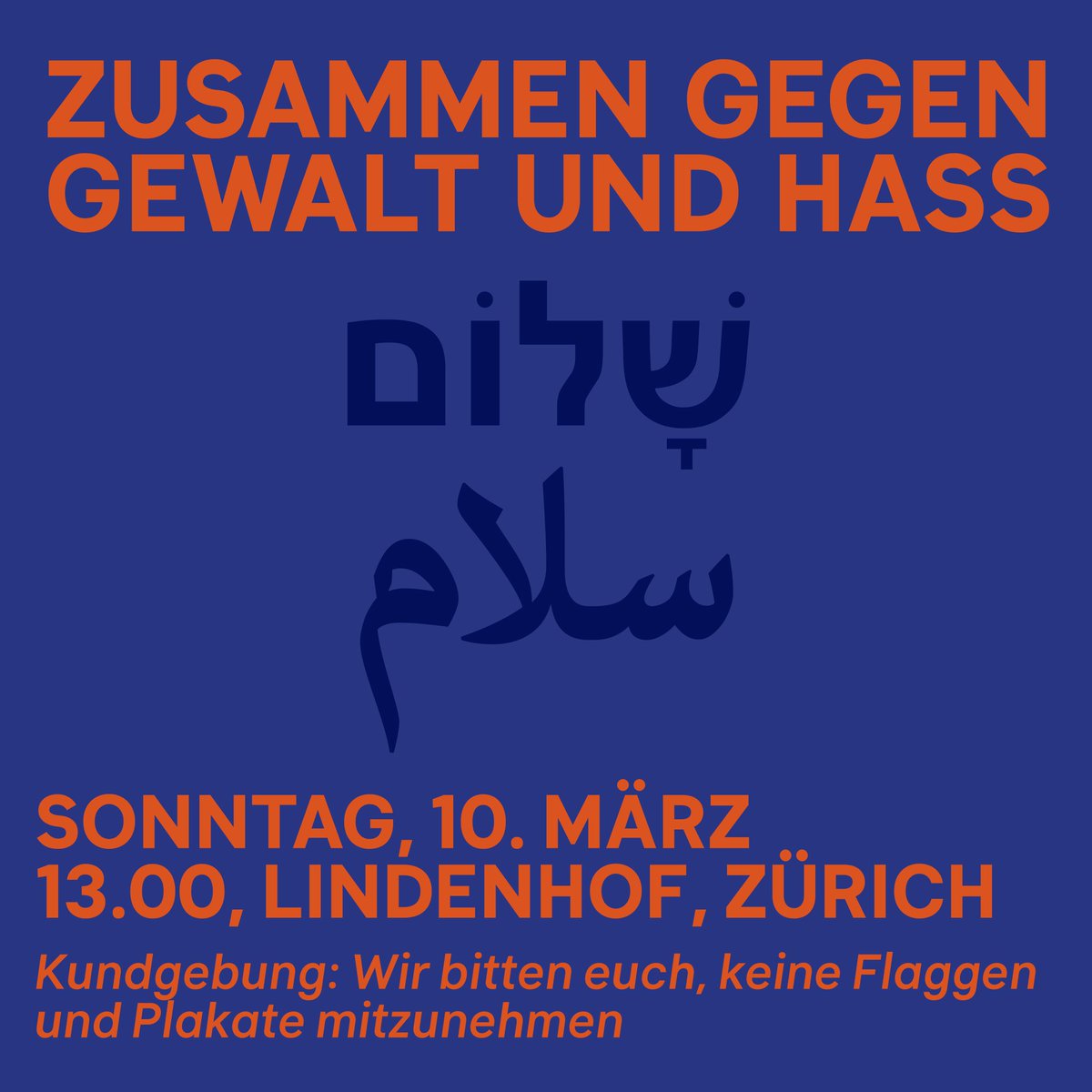Wichtige Veranstaltung morgen #KeinPlatzFürHass

<a href="/AdinaRom/">Adina Rom 🟣</a> Diwan <a href="/FIDSMedia/">FIDS - Föderation Islamischer Dachorg. Schweiz</a> <a href="/abd_halilov/">Abduselam Halilovic</a> <a href="/SIGFSCI/">SIG FSCI</a> JLG, PJLS, <a href="/iczurich/">ICZ</a>