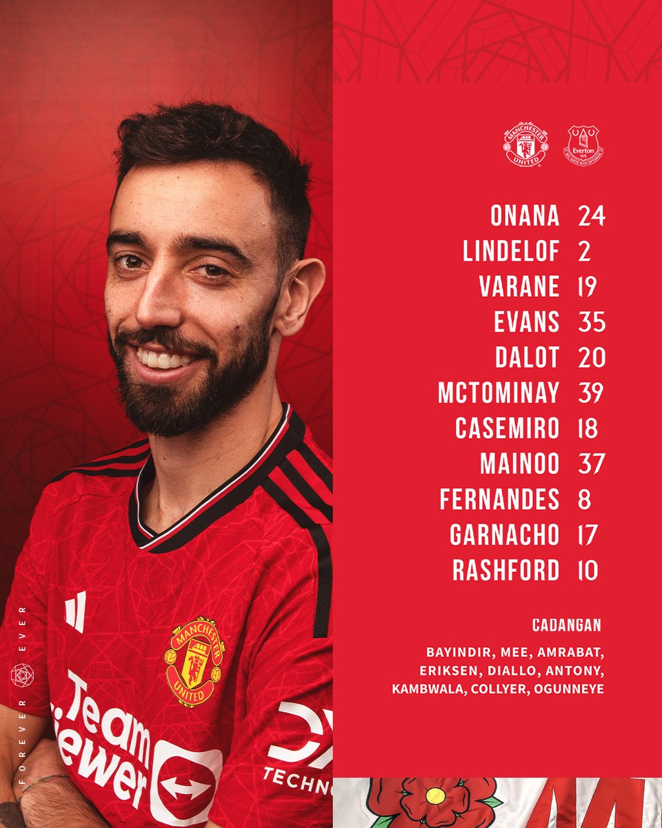 Sebelas awal untuk #MUNEVE 👀

Prediksimu? 🔮

#MUFC || #PL