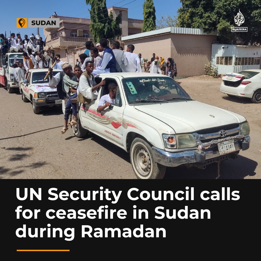The UNSC has urged a ceasefire in Sudan during Ramadan due to ongoing fighting, which has displaced over eight million people and left millions more requiring food and aid aje.io/dduloz