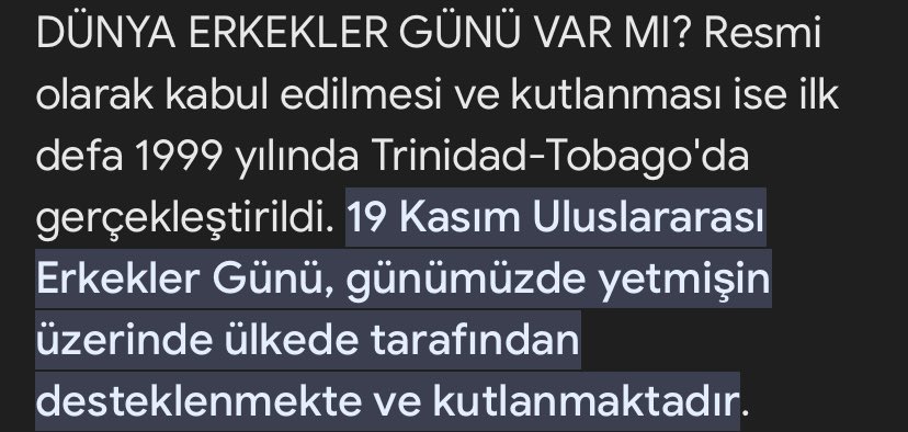 Erkekler günü var ama az kişi bilir